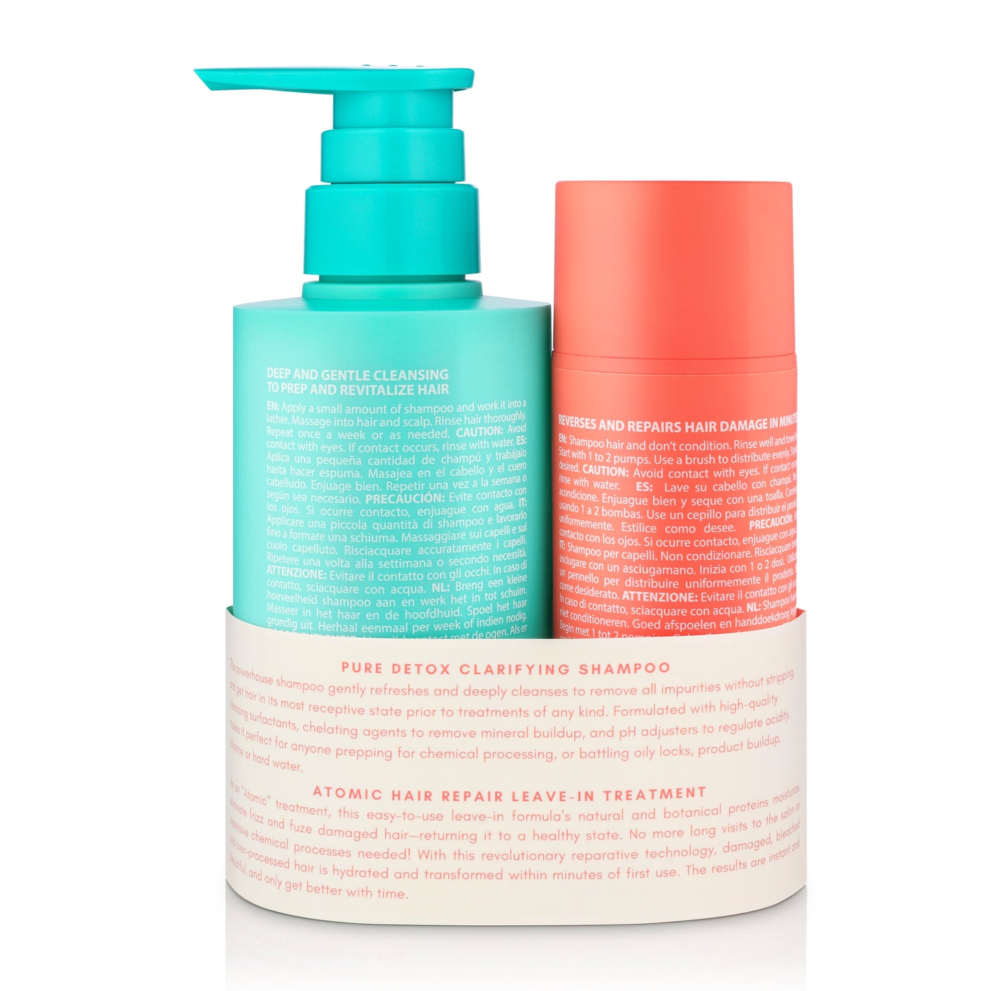 Back of Pure Detox and Atomic  bottles duo
